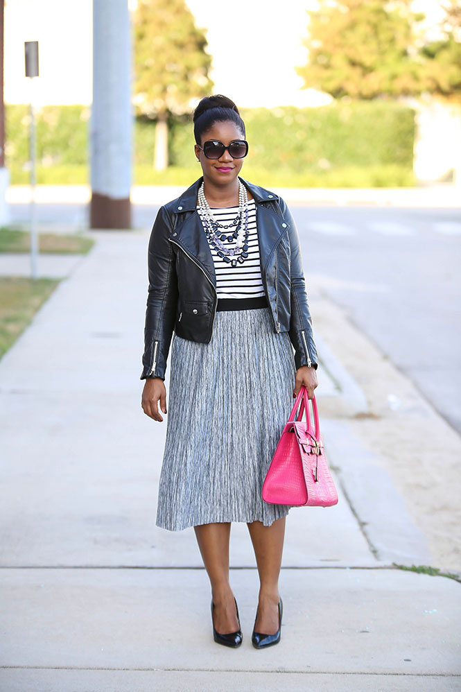 stripes-grey-skirt-moto-jacket-statement-necklace-1