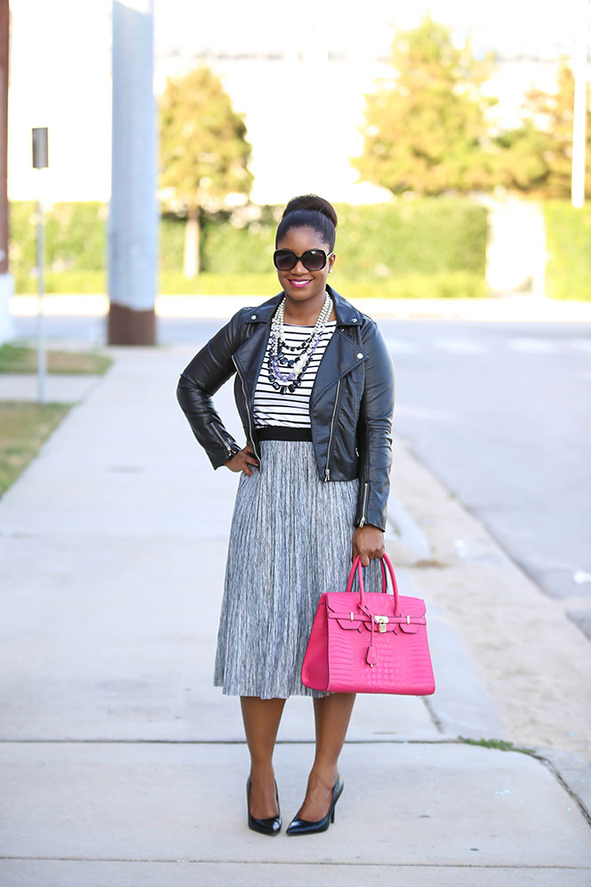 stripes-grey-skirt-moto-jacket-statement-necklace-3