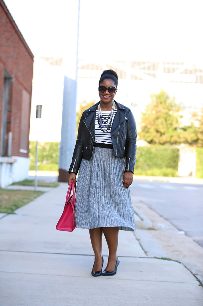 stripes-grey-skirt-moto-jacket-statement-necklace-6