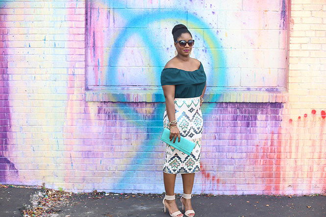 tribal-print-pencil-skirt-ruffle-offshoulder-top-4