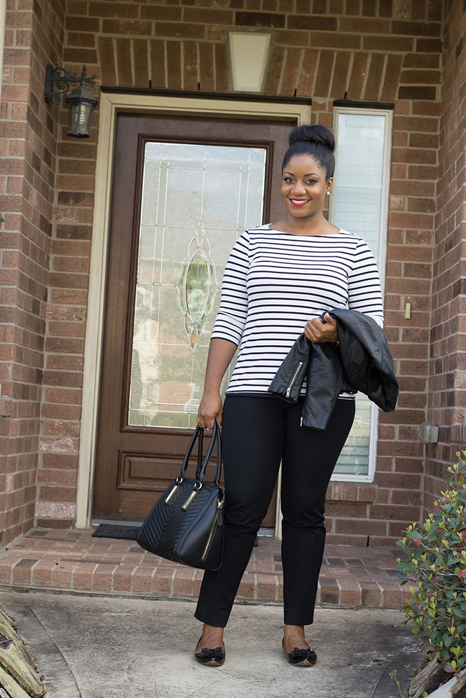 striped-top-black-pants-bow-flats-3