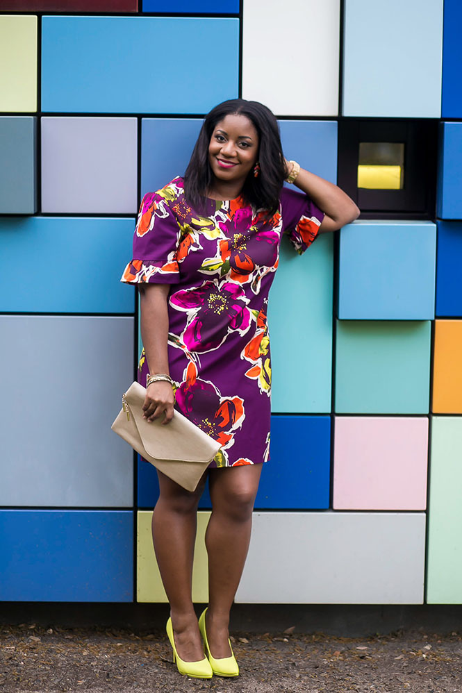 purple-floral-dress-neon-pumps-1