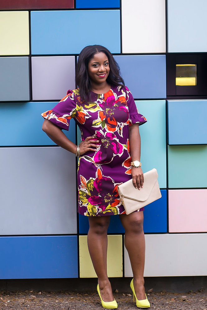 purple-floral-dress-neon-pumps-4
