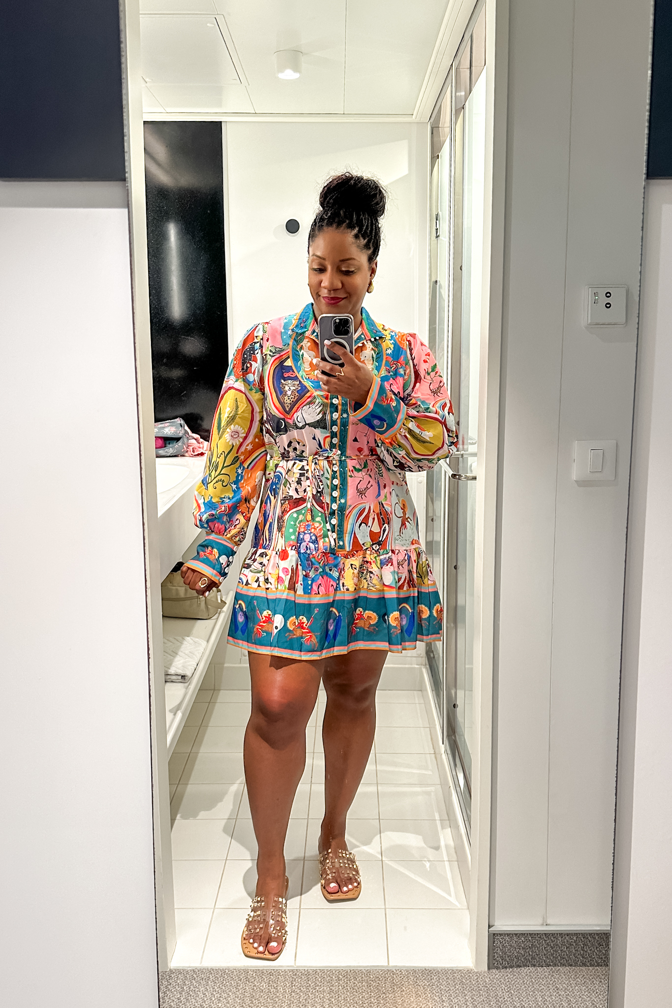 flowy tropical print dress perfect for a Caribbean cruise outfit