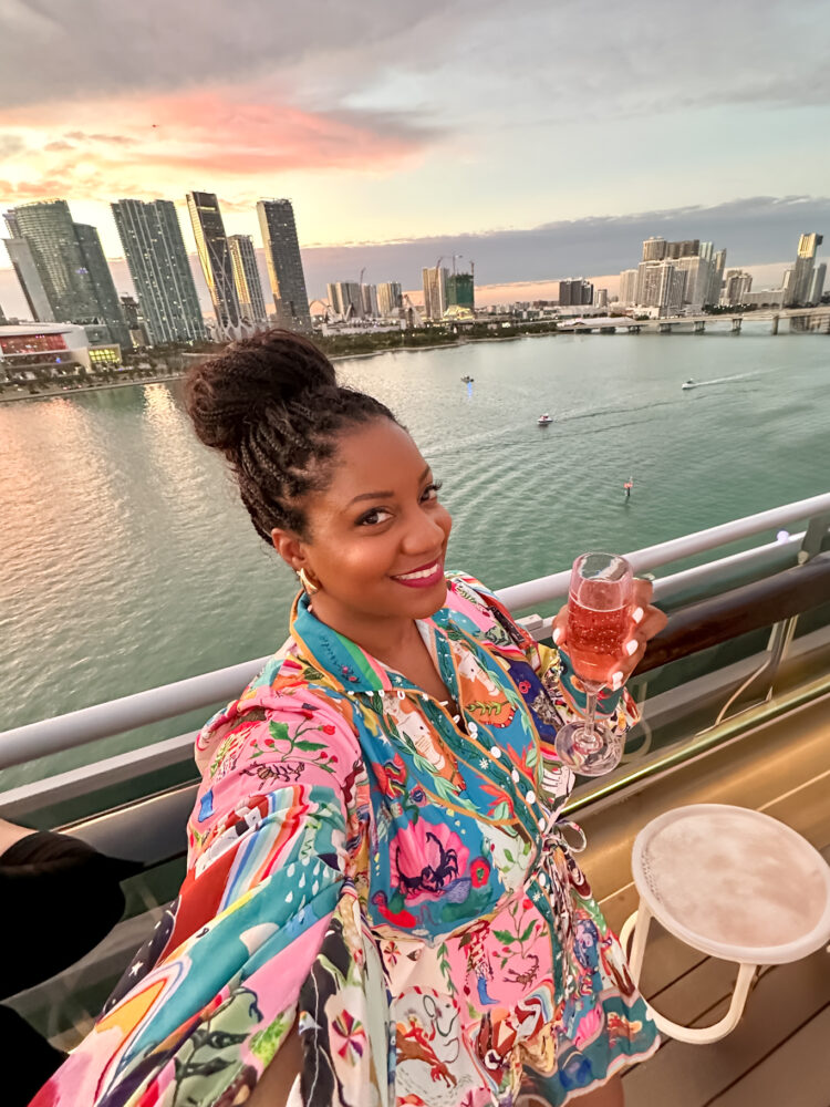 flowy tropical print dress perfect for a Caribbean cruise