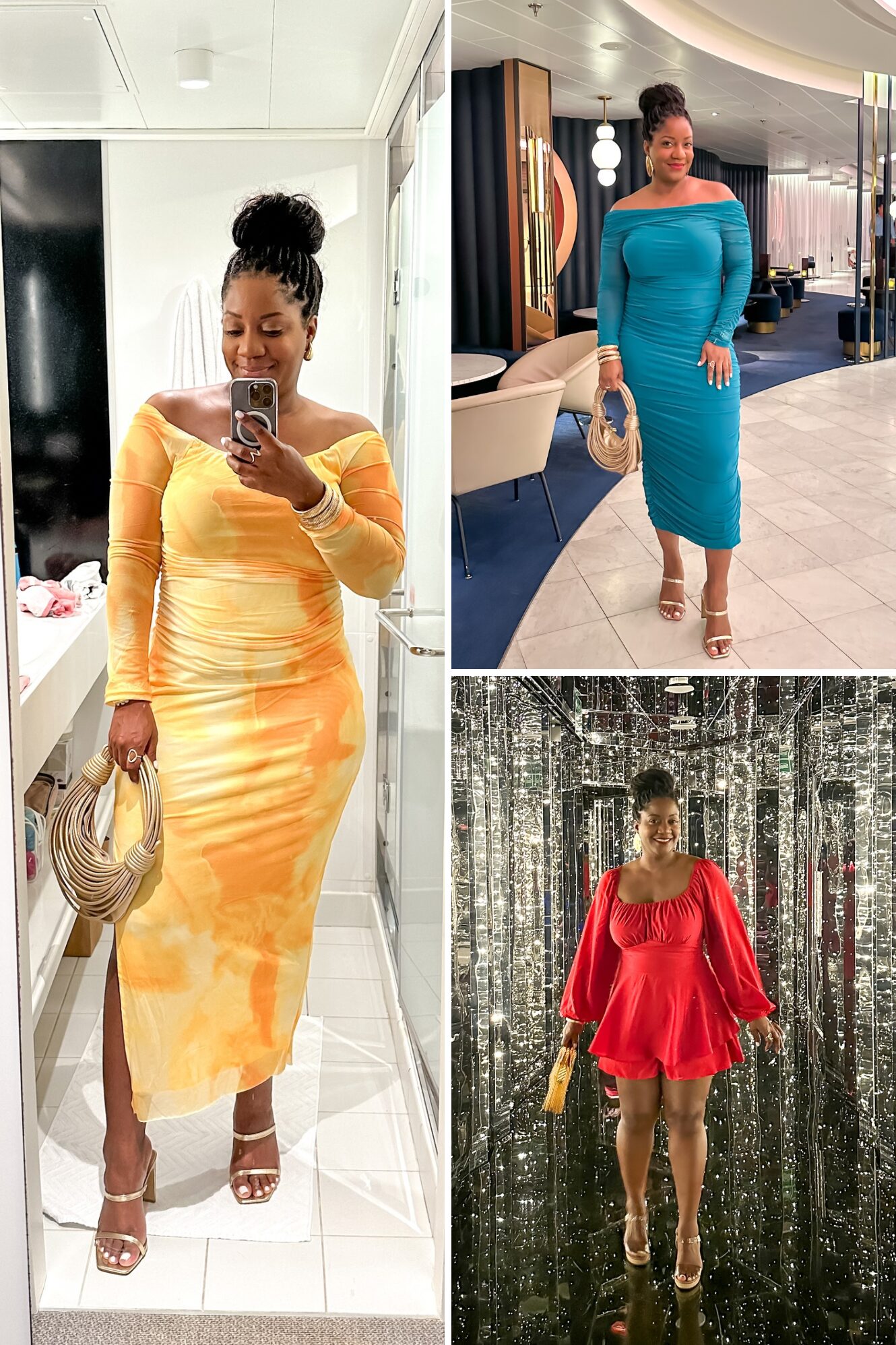 elegant cruise dinner outfits with sleeves for a formal night on the ship