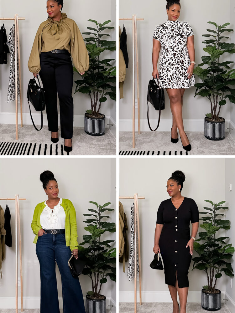 Style for Style Noire black pumps office outfits – four chic looks with shoe sizes 10–14